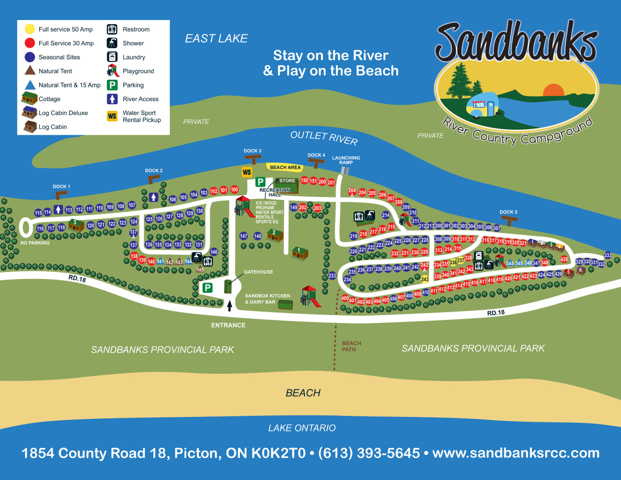 Sandbanks River County Campground Site Map